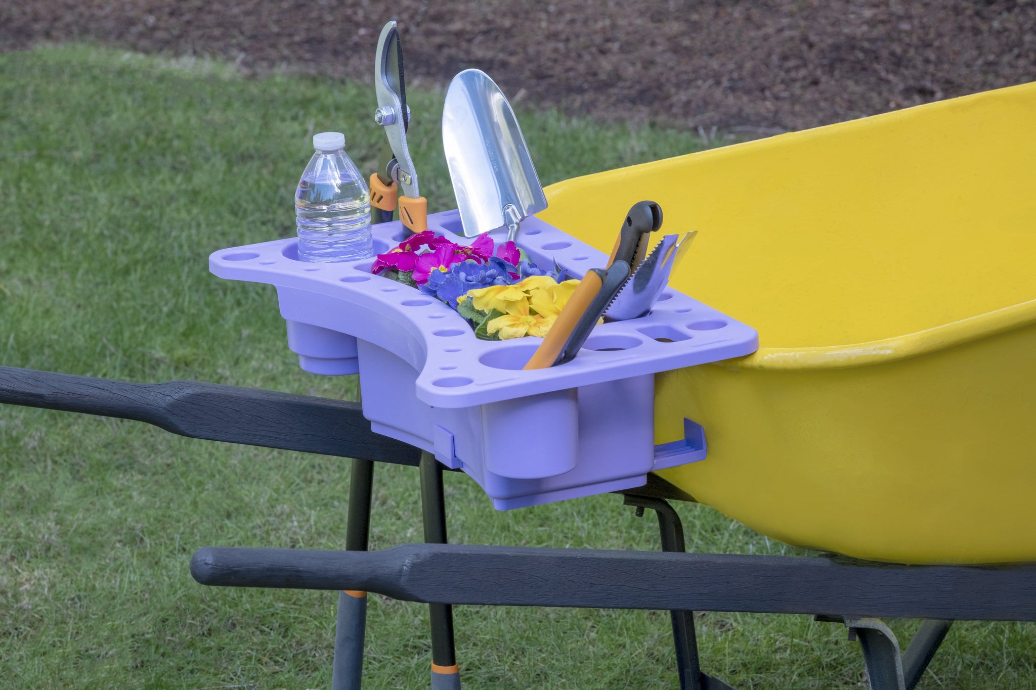 Garden & Tool Caddy used as a wheelbarrow tool organizer